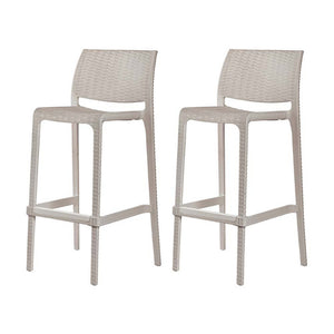 Homeroots Set Of Four 30" Taupe Faux Rattan Heavy Duty Outdoor Bar Chairs For Stylish Gatherings & Relaxation   565347