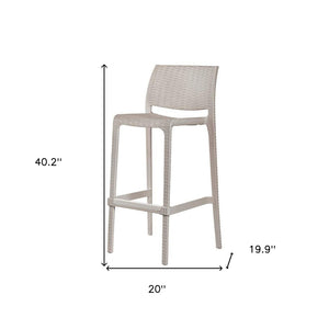 Homeroots Set Of Four 30" Taupe Faux Rattan Heavy Duty Outdoor Bar Chairs For Stylish Gatherings & Relaxation   565347