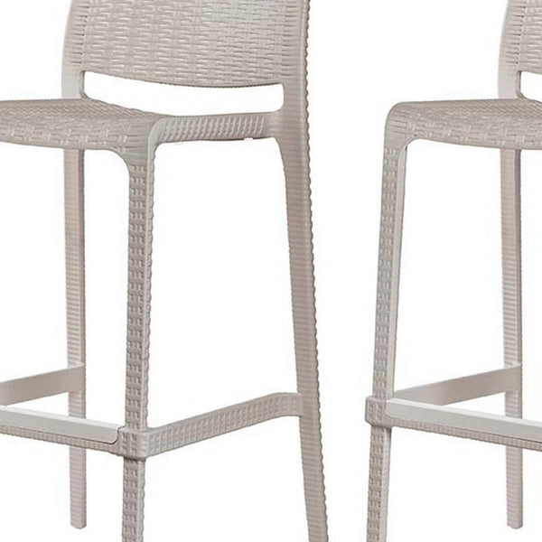 Homeroots Set Of Four 30" Taupe Faux Rattan Heavy Duty Outdoor Bar Chairs For Stylish Gatherings & Relaxation   565347