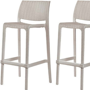 Homeroots Set Of Four 30" Taupe Faux Rattan Heavy Duty Outdoor Bar Chairs For Stylish Gatherings & Relaxation   565347