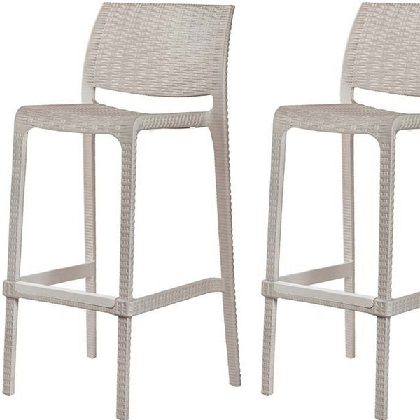 Homeroots Set Of Four 30" Taupe Faux Rattan Heavy Duty Outdoor Bar Chairs For Stylish Gatherings & Relaxation   565347