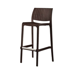 Homeroots Set Of Four 30" Brown Faux Rattan Outdoor Bar Chairs – Stylish, Durable, And Perfect For Gatherings!   565348
