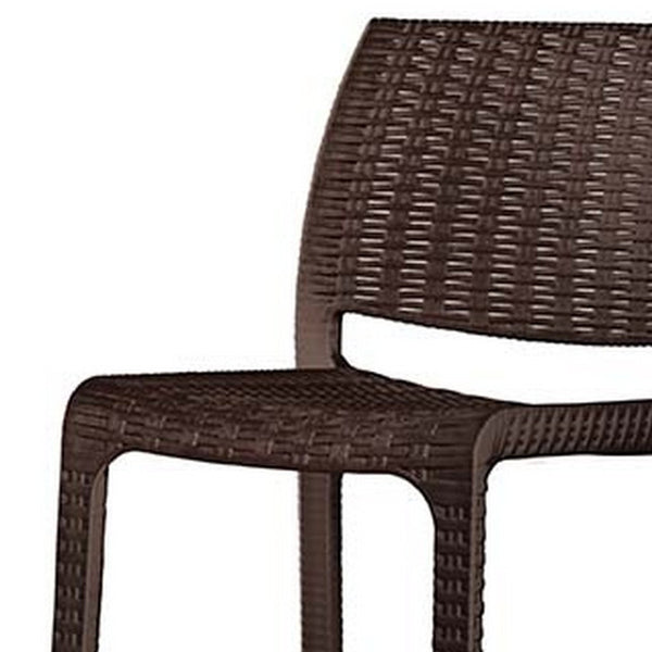 Homeroots Set Of Four 30" Brown Faux Rattan Outdoor Bar Chairs – Stylish, Durable, And Perfect For Gatherings!   565348