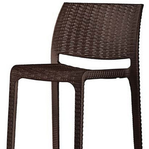 Homeroots Set Of Four 30" Brown Faux Rattan Outdoor Bar Chairs – Stylish, Durable, And Perfect For Gatherings!   565348