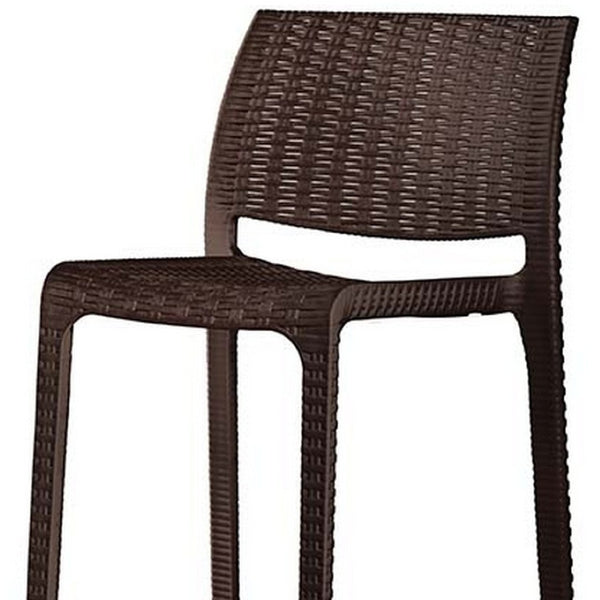 Homeroots Set Of Four 30" Brown Faux Rattan Outdoor Bar Chairs – Stylish, Durable, And Perfect For Gatherings!   565348