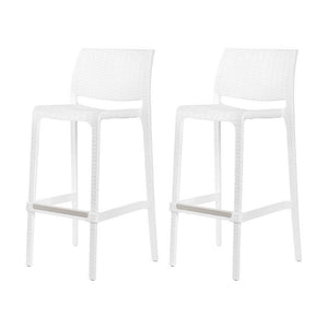Homeroots Set Of Four 30" White Faux Rattan Outdoor Bar Height Chairs - Stylish & Comfortable For Any Space   565349