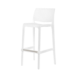Homeroots Set Of Four 30" White Faux Rattan Outdoor Bar Height Chairs - Stylish & Comfortable For Any Space   565349