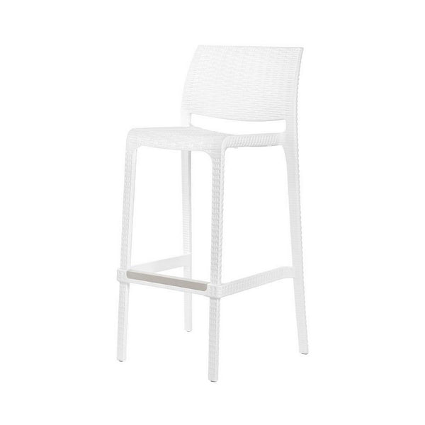Homeroots Set Of Four 30" White Faux Rattan Outdoor Bar Height Chairs - Stylish & Comfortable For Any Space   565349