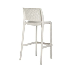 Homeroots Set Of Four 30" White Faux Rattan Outdoor Bar Height Chairs - Stylish & Comfortable For Any Space   565349