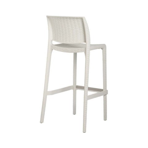 Homeroots Set Of Four 30" White Faux Rattan Outdoor Bar Height Chairs - Stylish & Comfortable For Any Space   565349