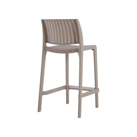 Homeroots Set Of Four 26" Taupe Faux Rattan Bar Chairs - Stylish Low Back Design For Outdoor Comfort & Elegance   565350