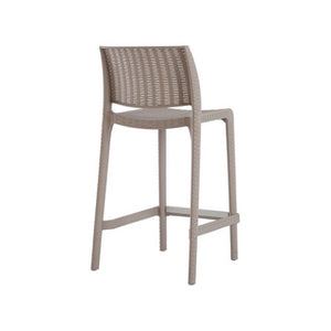 Homeroots Set Of Four 26" Taupe Faux Rattan Bar Chairs - Stylish Low Back Design For Outdoor Comfort & Elegance   565350