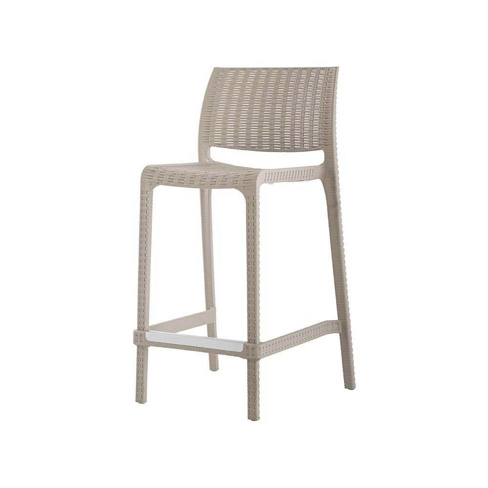 Homeroots Set Of Four 26" Taupe Faux Rattan Bar Chairs - Stylish Low Back Design For Outdoor Comfort & Elegance   565350
