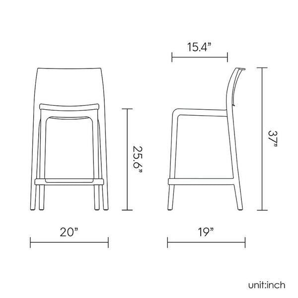HomeRoots Set of Two Stylish 26" Taupe Faux Rattan Outdoor Counter Height Bar Chairs for Chic Entertaining 565350