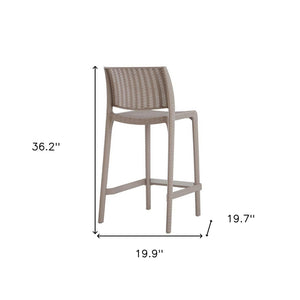 Homeroots Set Of Four 26" Taupe Faux Rattan Bar Chairs - Stylish Low Back Design For Outdoor Comfort & Elegance   565350