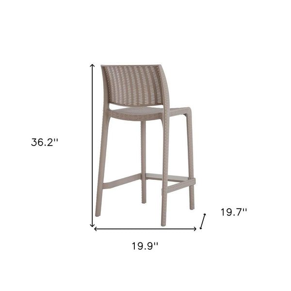 Homeroots Set Of Four 26" Taupe Faux Rattan Bar Chairs - Stylish Low Back Design For Outdoor Comfort & Elegance   565350