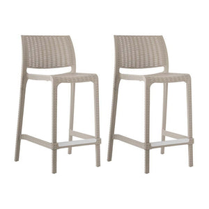 Homeroots Set Of Four 26" Taupe Faux Rattan Bar Chairs - Stylish Low Back Design For Outdoor Comfort & Elegance   565350