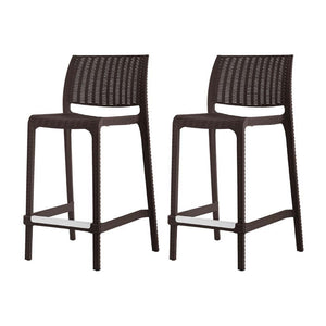 Homeroots Set Of Four 26" Brown Faux Rattan Outdoor Bar Chairs - Stylish, Durable, And Perfect For Gatherings!   565351