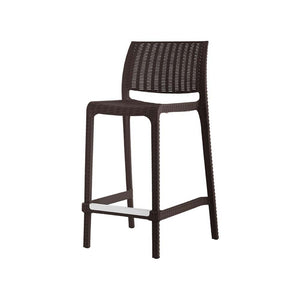 Homeroots Set Of Four 26" Brown Faux Rattan Outdoor Bar Chairs - Stylish, Durable, And Perfect For Gatherings!   565351