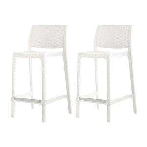 Homeroots Set Of Four 26" White Faux Rattan Counter Height Bar Chairs - Stylish, Durable, And Perfect For Outdoors!   565352