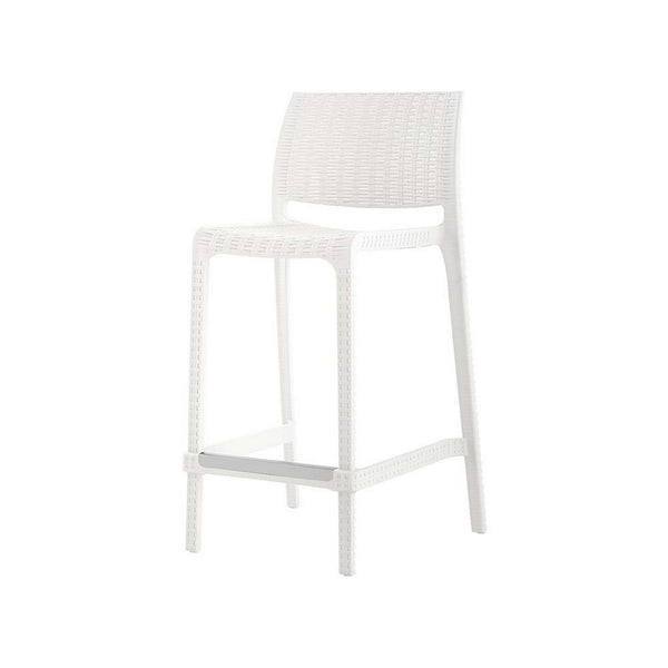 Homeroots Set Of Four 26" White Faux Rattan Counter Height Bar Chairs - Stylish, Durable, And Perfect For Outdoors!   565352