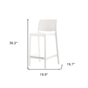 Homeroots Set Of Four 26" White Faux Rattan Counter Height Bar Chairs - Stylish, Durable, And Perfect For Outdoors!   565352