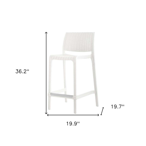 Homeroots Set Of Four 26" White Faux Rattan Counter Height Bar Chairs - Stylish, Durable, And Perfect For Outdoors!   565352