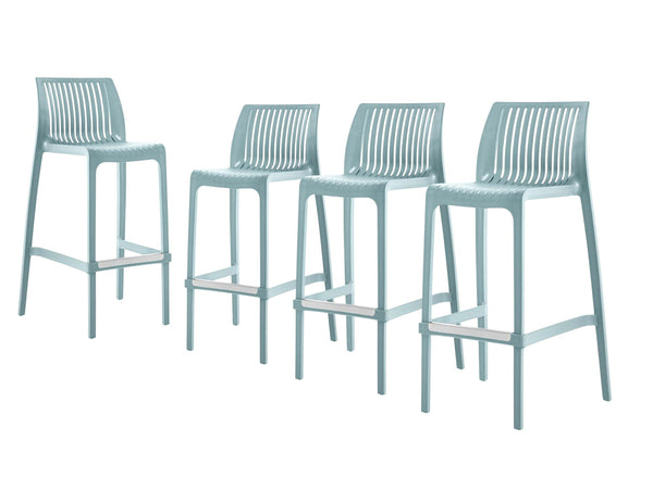 Homeroots Set Of Four Baby Blue Heavy Duty Outdoor Bar Height Chairs For Stylish Gatherings & Relaxation   565353