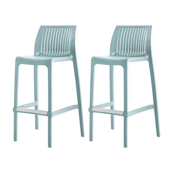 Homeroots Set Of Four Baby Blue Heavy Duty Outdoor Bar Height Chairs For Stylish Gatherings & Relaxation   565353