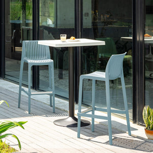 Homeroots Set Of Four Baby Blue Heavy Duty Outdoor Bar Height Chairs For Stylish Gatherings & Relaxation   565353