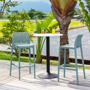 Homeroots Set Of Four Baby Blue Heavy Duty Outdoor Bar Height Chairs For Stylish Gatherings & Relaxation   565353