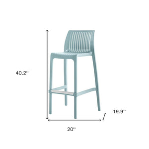 HomeRoots Set of Two Baby Blue Durable Outdoor Bar Height Chairs – Stylish, Stackable Comfort for Entertaining 565353
