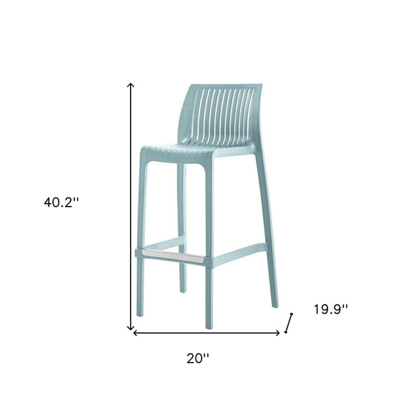 HomeRoots Set of Two Baby Blue Durable Outdoor Bar Height Chairs – Stylish, Stackable Comfort for Entertaining 565353