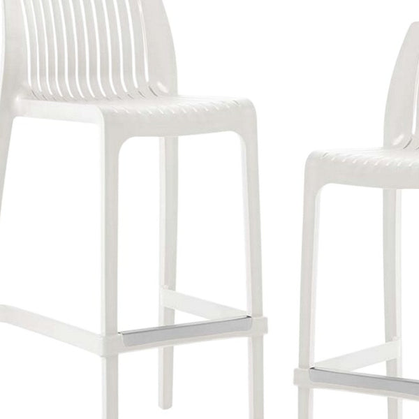 Homeroots Set Of Four 30" White Outdoor Bar Height Chairs – Chic, Heavy Duty & Perfect For Stylish Gatherings!   565354