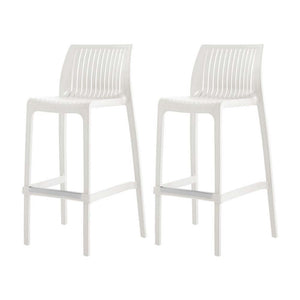 Homeroots Set Of Four 30" White Outdoor Bar Height Chairs – Chic, Heavy Duty & Perfect For Stylish Gatherings!   565354