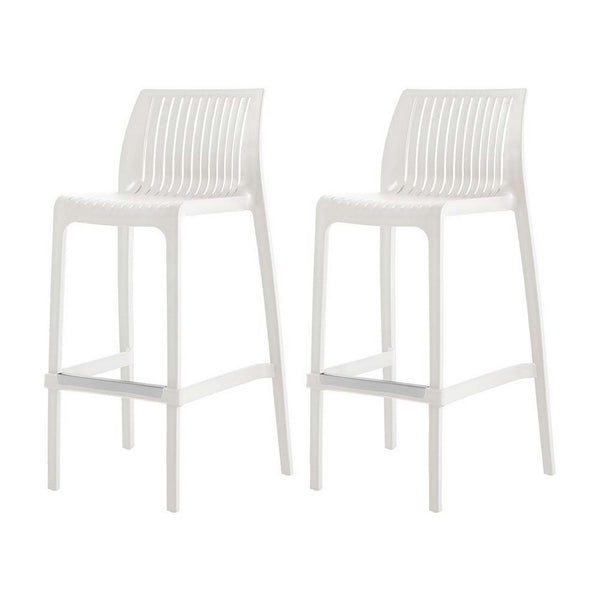 Homeroots Set Of Four 30" White Outdoor Bar Height Chairs – Chic, Heavy Duty & Perfect For Stylish Gatherings!   565354