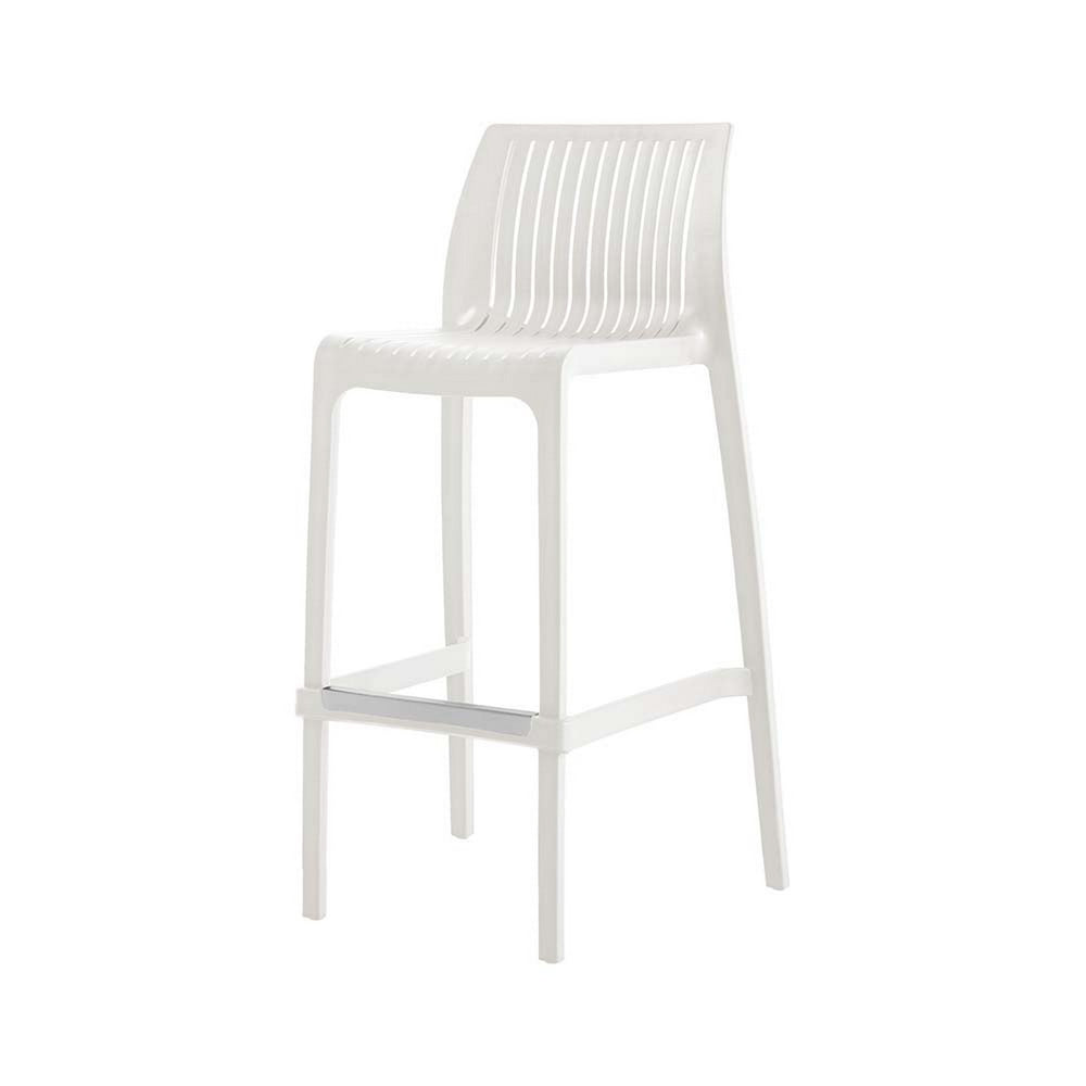 Homeroots Set Of Four 30" White Outdoor Bar Height Chairs – Chic, Heavy Duty & Perfect For Stylish Gatherings!   565354