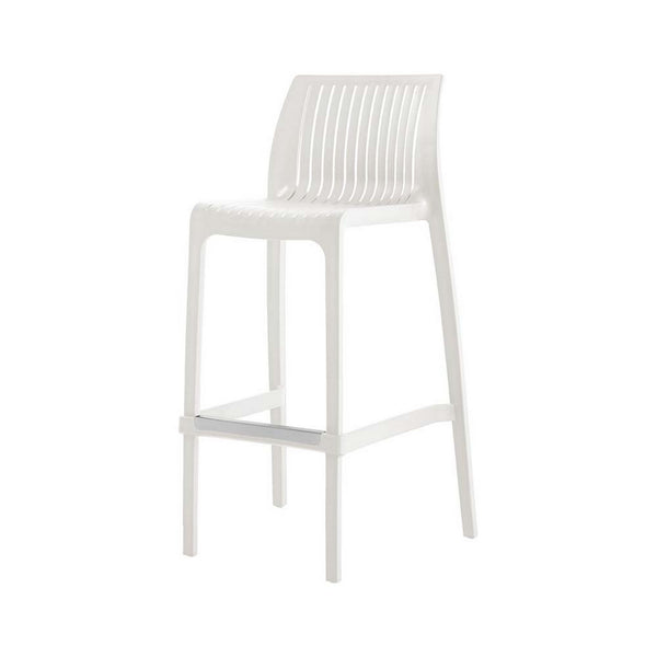 Homeroots Set Of Four 30" White Outdoor Bar Height Chairs – Chic, Heavy Duty & Perfect For Stylish Gatherings!   565354