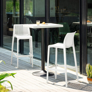 Homeroots Set Of Four 30" White Outdoor Bar Height Chairs – Chic, Heavy Duty & Perfect For Stylish Gatherings!   565354