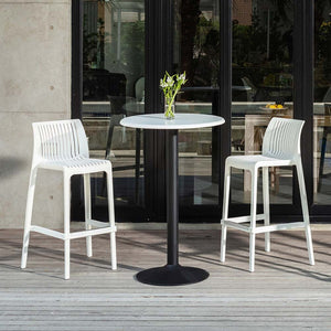 Homeroots Set Of Four 30" White Outdoor Bar Height Chairs – Chic, Heavy Duty & Perfect For Stylish Gatherings!   565354