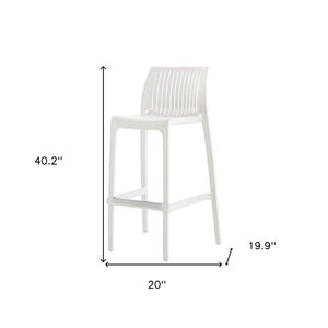 HomeRoots Set of Two 30" White Heavy-Duty Plastic Bar Height Chairs for Stylish Outdoor & Indoor Seating 565354