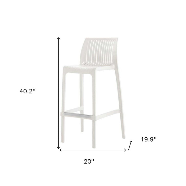 HomeRoots Set of Two 30" White Heavy-Duty Plastic Bar Height Chairs for Stylish Outdoor & Indoor Seating 565354