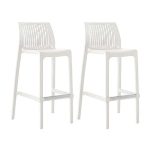 Homeroots Set Of Four 30" White Outdoor Bar Height Chairs – Chic, Heavy Duty & Perfect For Stylish Gatherings!   565354
