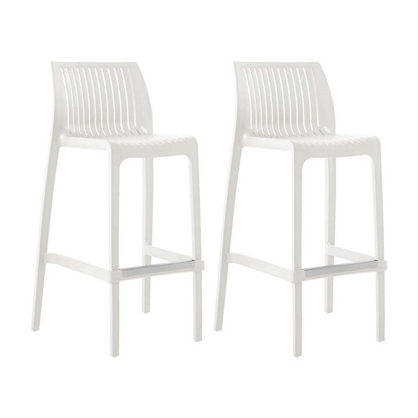 Homeroots Set Of Four 30" White Outdoor Bar Height Chairs – Chic, Heavy Duty & Perfect For Stylish Gatherings!   565354