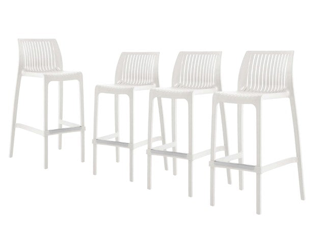 Homeroots Set Of Four 30" White Outdoor Bar Height Chairs – Chic, Heavy Duty & Perfect For Stylish Gatherings!   565354