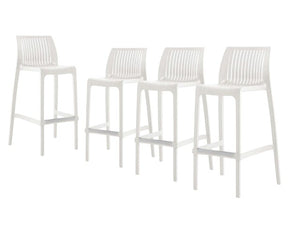 Homeroots Set Of Four 30" White Outdoor Bar Height Chairs – Chic, Heavy Duty & Perfect For Stylish Gatherings!   565354