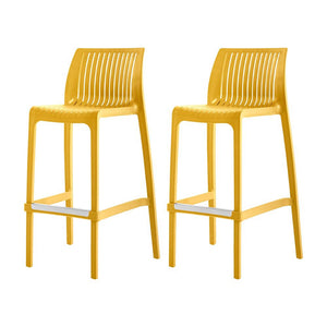Homeroots Set Of Four 30" Yellow Heavy Duty Outdoor Bar Height Chairs - Trendy Comfort For Every Gathering!   565355