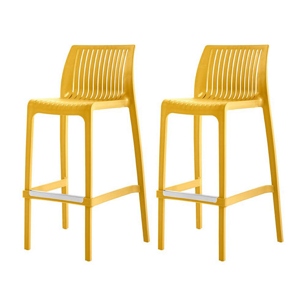 Homeroots Set Of Four 30" Yellow Heavy Duty Outdoor Bar Height Chairs - Trendy Comfort For Every Gathering!   565355
