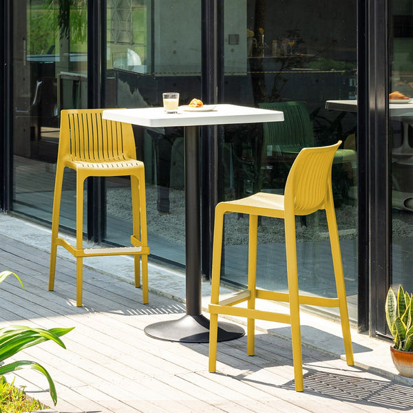 Homeroots Set Of Four 30" Yellow Heavy Duty Outdoor Bar Height Chairs - Trendy Comfort For Every Gathering!   565355