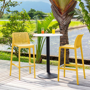 Homeroots Set Of Four 30" Yellow Heavy Duty Outdoor Bar Height Chairs - Trendy Comfort For Every Gathering!   565355